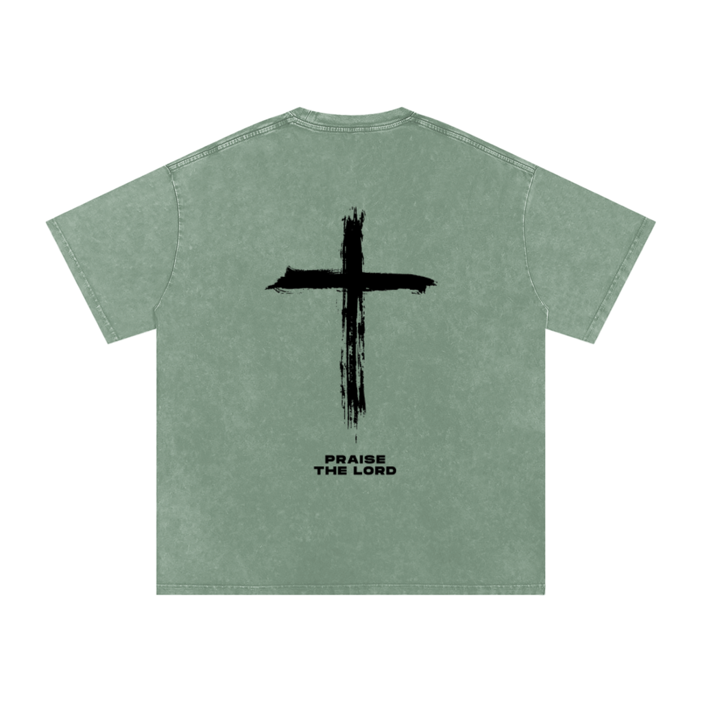 Rooted In Christ Tee – Colossians 2:7   (Snow Washed Oversized Cotton )