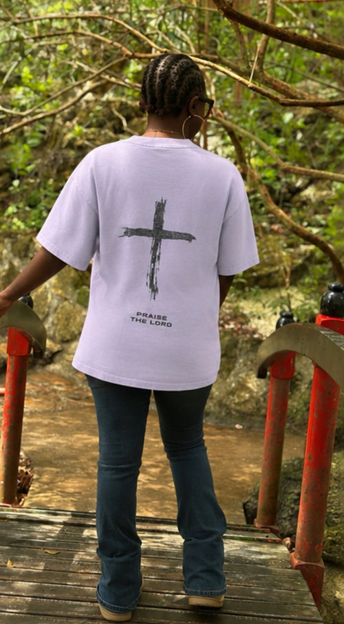 Rooted In Christ Tee – Colossians 2:7   (Snow Washed Oversized Cotton )